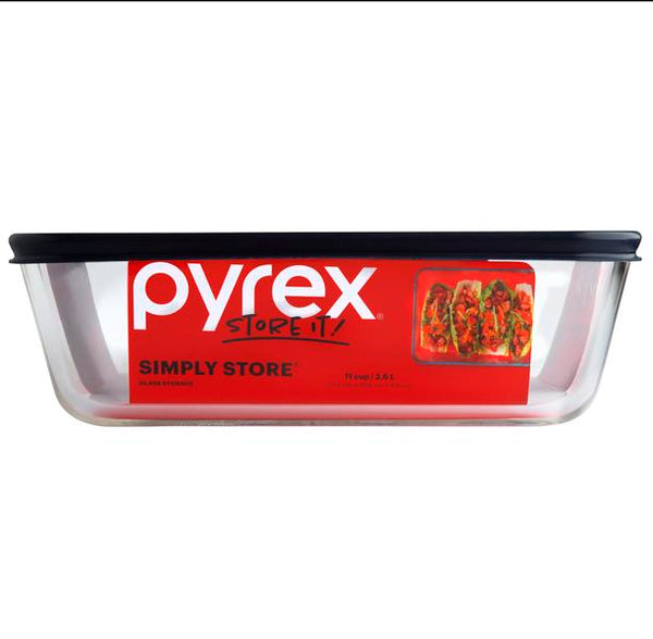 Pyrex Simply Store 11 Cup Rectangle Blue Lid - 1
