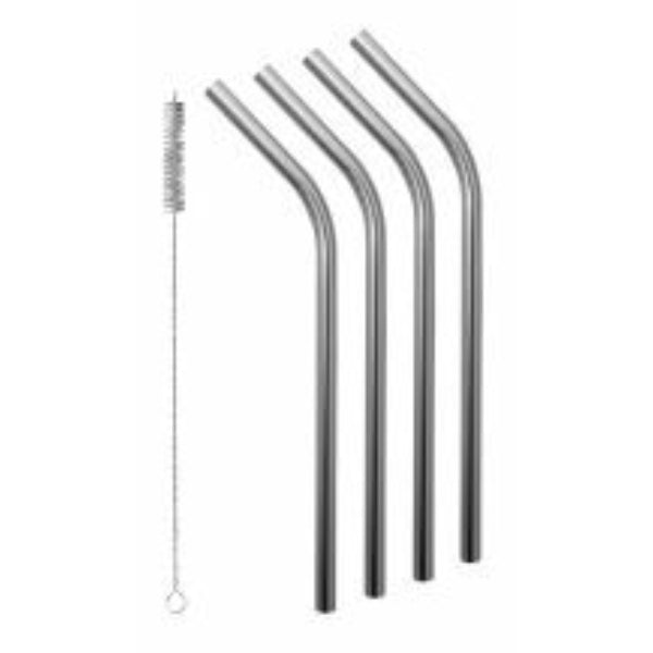 Avanti Smoothie Stainless Steel Straws With Cleaning Brush Set Of 4 - Length 26cm - 1