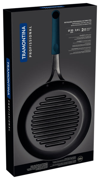 Tramontina Professional Iron Skillet Grill Black - 30cm/2.4L - 2