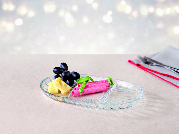 Pasabahce Elegant Divided Oval Plate 28x16.5cm - 1