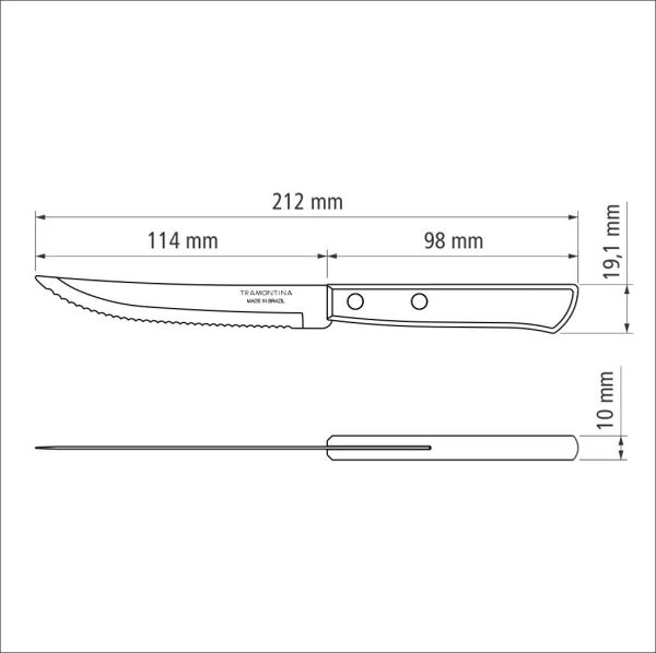 Tramontina Churrasco Steak Knife Traditional 6 Piece Set Polywood Brown - 11cm - 2
