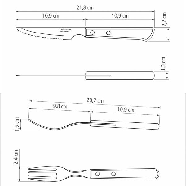Tramontina Churrasco Jumbo Steak Knife and Fork Cutlery Set – 12 Piece - 2