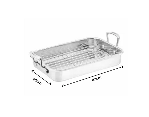 Scanpan Impact Stainless Steel Roaster with Rack - 42cm x 26cm x 11cm - 1