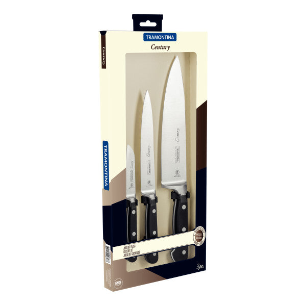Tramontina Century Knife 3 Piece Set Black - 1