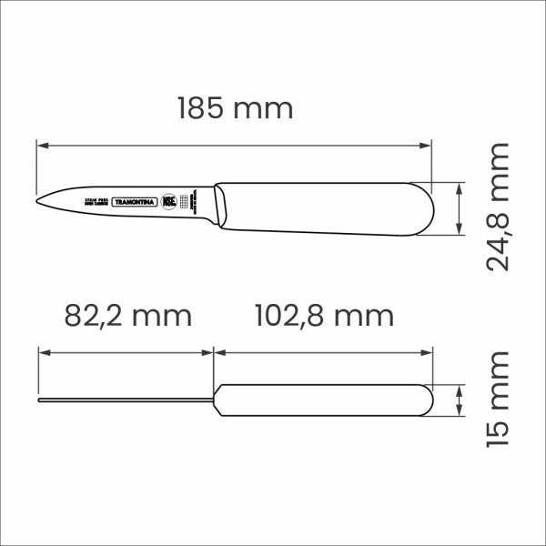 Tramontina Professional Master Black Paring Knife Straight - 8cm - 2