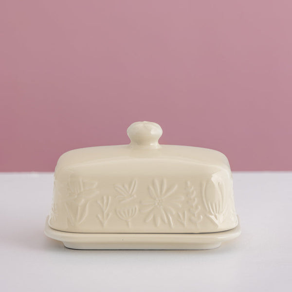 Mason Cash In The Meadow Cream Butter Dish, 9 x 15.6 x 10.6cm - 1
