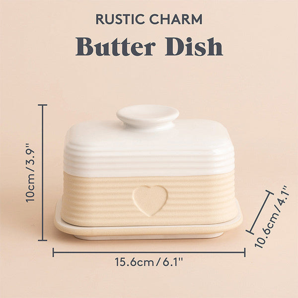 Mason Cash Rustic Charm Butter Dish, 10 x 15.6 x 10.6cm - 3