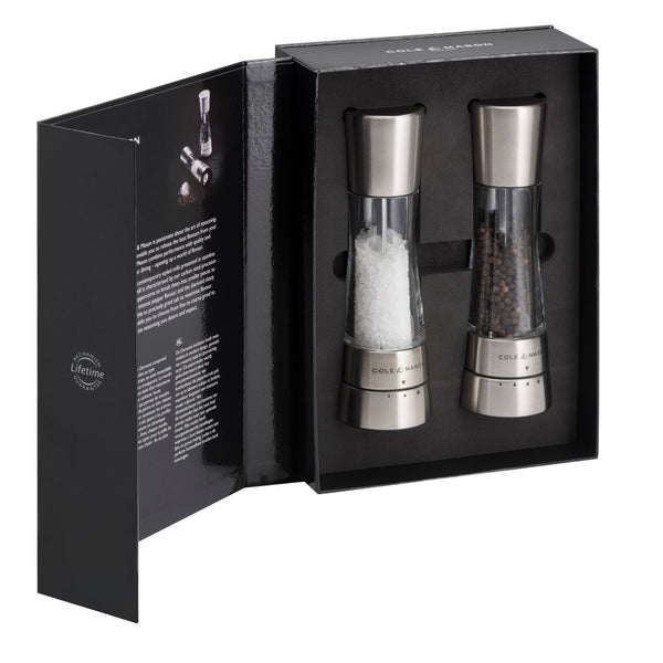 Cole & Mason Derwent Salt and Paper Mills Gift Set - Premium Stainless Steel Acrylic - 2