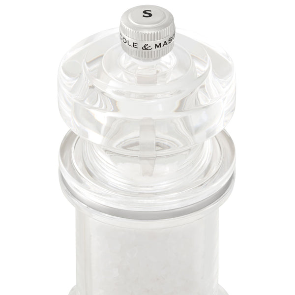 Cole & Mason 605 Acrylic Salt Mill Acrylic and Stainless Steel - 5.80cm x 5.80cm x 14.40cm - 2