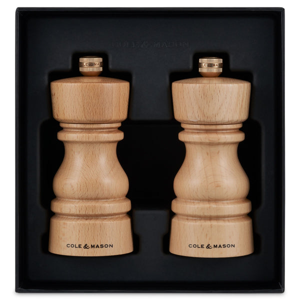 Cole & Mason London Salt and Paper Mills Natural Beech Gift Set – 13cm - 1