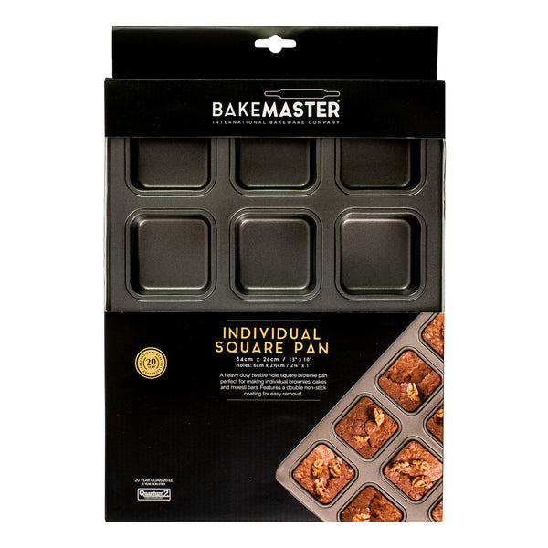 Bakemaster 12 Cup Square Nonstick Brownie Pan - 34cm X 26cm (Each Cup 6cm X 2.5cm) - 2