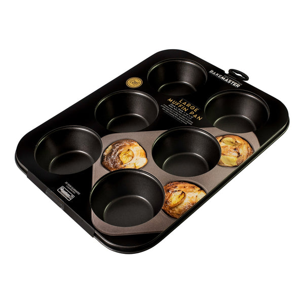 Bakemaster 6 Cup Large Nonstick Muffin Pan - 35cm X 26cm Each Cup Size - 9cm X 4cm - 1