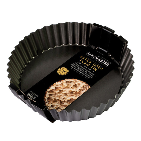 Bakemaster Loose Base Round Nonstick Deep Flan/Quiche Pan - 25cm X 5.5cm - 1