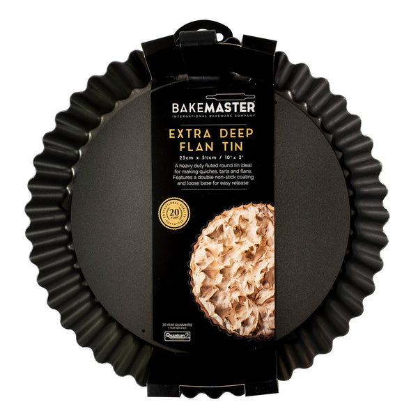 Bakemaster Loose Base Round Nonstick Deep Flan/Quiche Pan - 25cm X 5.5cm - 2