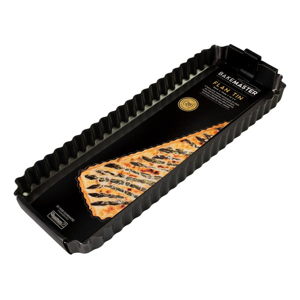 Bakemaster Loose Base Fluted Rectangular Nonstick Flan/Quiche Pan - 36cm X 13cm X 3.5cm - 1