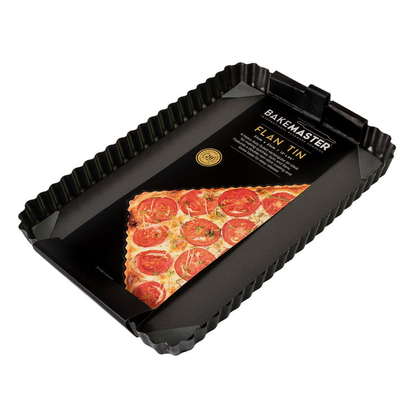 Bakemaster Loose Base Fluted Rectangular Nonstick Flan/Quiche Pan - 31cm X 21cm X 3.5cm - 1
