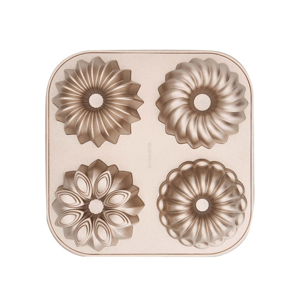 Bakemaster Assorted Mini Fluted Ring Cake Pan 24 x 24 x 4.5cm - Champagne - 3