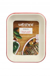 Wiltshire Enamel Baking Dish with red rim - 5cm x 28cm x 34.7cm - 1