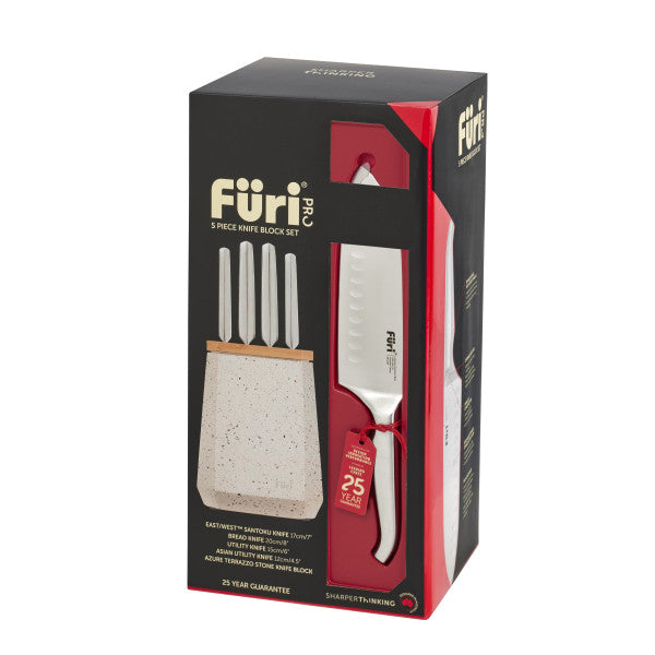 Furi Stone Knife Block Azure Terrazzo Set - 5 Piece - 2