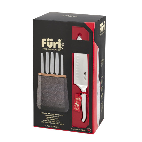 Furi Stone Knife Block Flint Terrazzo Stone Block Set - 6 Piece - 2