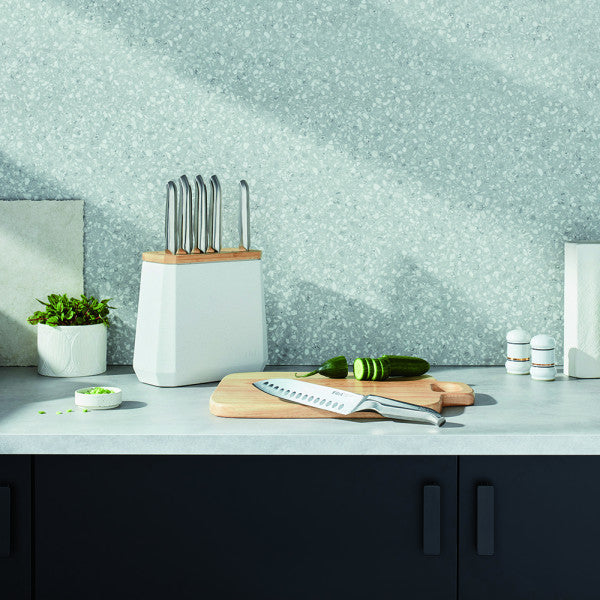 Furi Stone Knife Block Snow Terrazzo Set - 7 Piece - 3