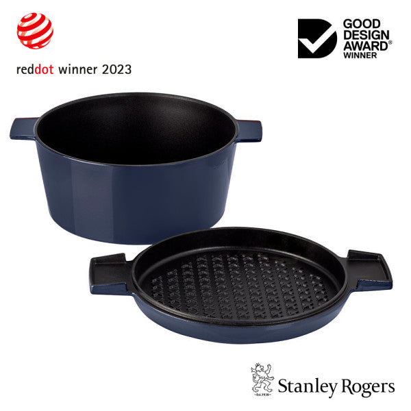 Stanley Rogers Cast Iron French Oven Mid Blue 24cm - 3
