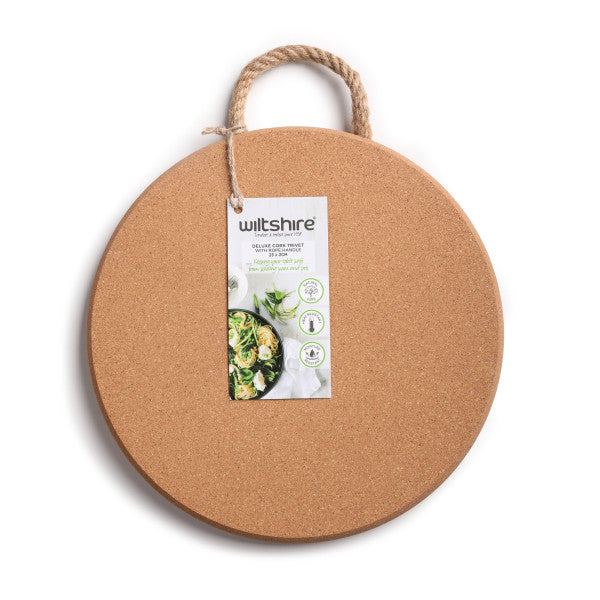 Wiltshire Deluxe Cork Trivet with Rope Handle Round 25 x 2cm - 1