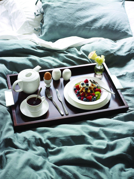 Chef Inox Room Service Tray Dark Mangowood with Aluminium Handles 620x400x50mm - 1
