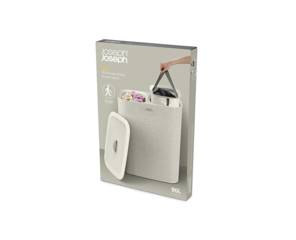 Joseph Joseph Tota Trio Laundry Separation Basket Ecru - 90L (Two 45L Fabric Tote Bags) - 1