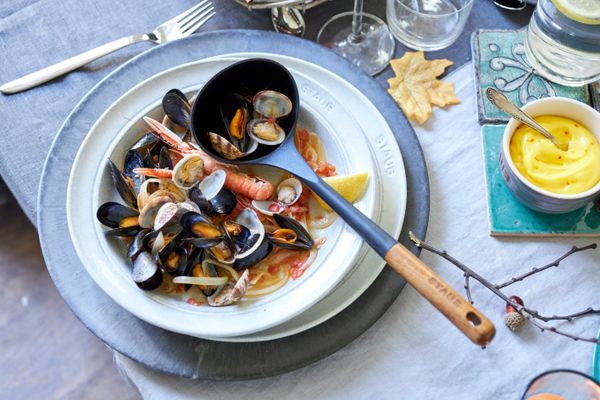 Staub Silicone Soup Ladle with Acacia Wood Handle - 30cm - 1