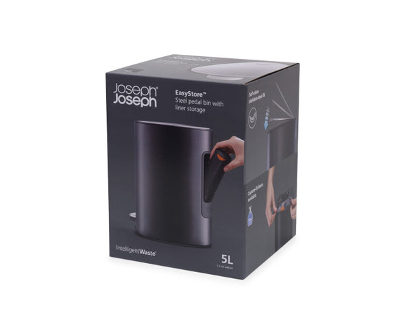 Joseph Joseph Easystore Stainless Steel Pedal Bin Matte Black - 5L - 2