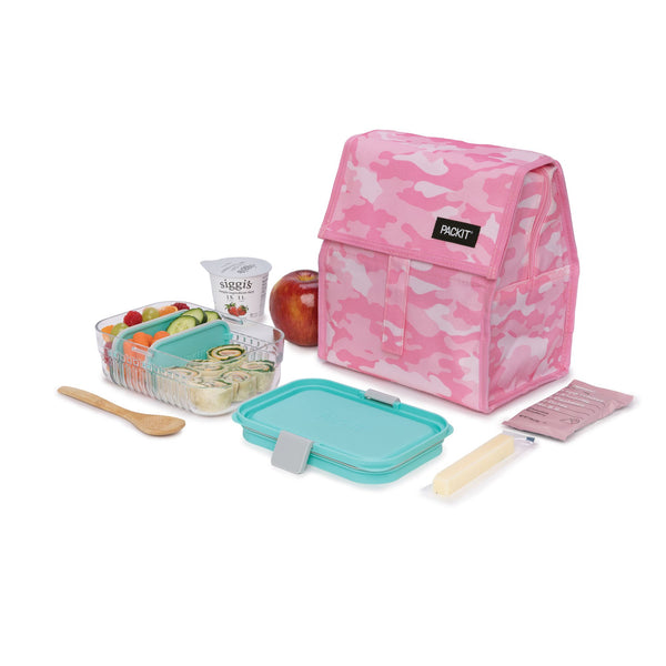 PackIt Freezable Lunch bag Pink Camo - Chill a Meal And a 340ml Drink For Hours - 2