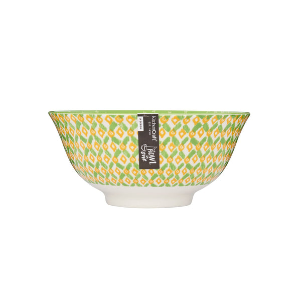 Mikasa Does it All Ceramic Bowl - Geometric Green - 15.7cm - 2