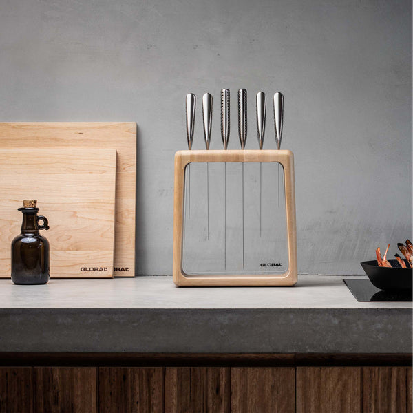 Global Hashira 7pc Knife Block Set - Maple - 1
