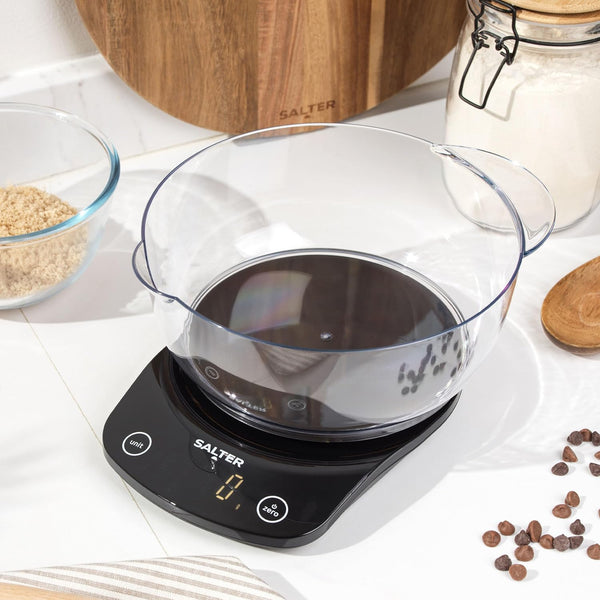 Salter Vega Electronic Kitchen Scale With Bowl Measurement Units (gm, lbs, ml, oz) Capacity - 5kg Max - 2
