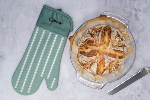 Cuisena Silicone & Fabric Oven Glove Stripe - Green - 1