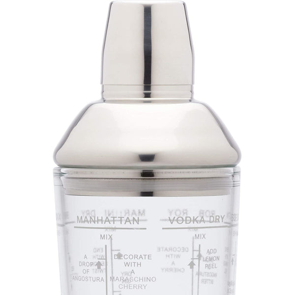 BarCraft Glass Boston Cocktail Shaker Clear Silver made with Acrylic And Stainless Steel – 700ml - 1