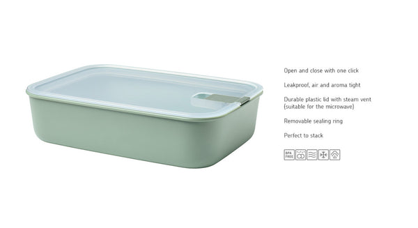 Mepal Easyclip Food Storage Container Nordic Sage Polypropylene Silicone - 2550ml - 2