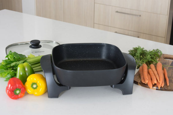 Westinghouse Square Electric Black Frypan Non-Stick Coating With Stone Finish - 41cm x 31cm x 20cm - 3