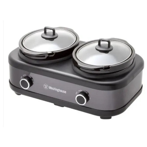Westinghouse 2 Pot Slow Cooker Black Stainless Steel - 2