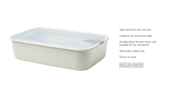 Mepal Easyclip Food Storage Container Nordic White Polypropylene Silicone - 2550ml - 2