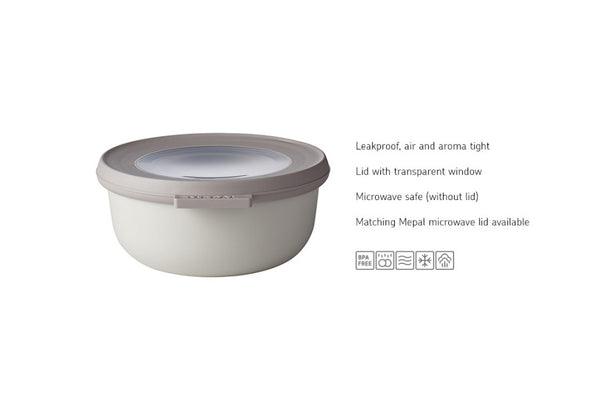 Mepal Cirqula Round Food Storage Container 3-Piece Small Set Nordic White - 3