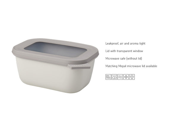 Mepal Cirqula Rectangle Food Container Nordic White Polypropylene - 750ml - 1