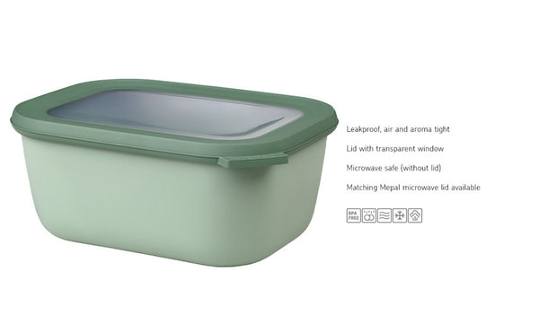 Mepal Cirqula Rectangle Storage Container Nordic Sage Polypropylene - 1500ml - 3