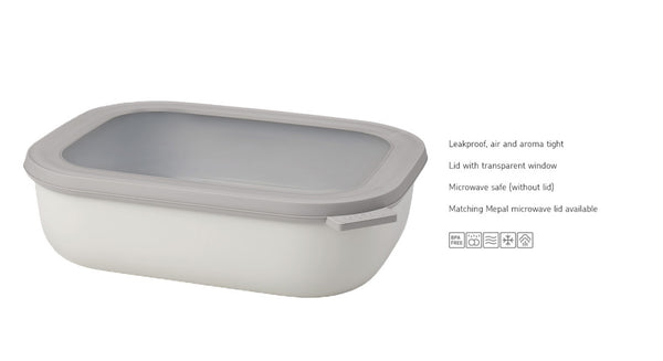 Mepal Cirqula Rectangle Food Storage Container Nordic White Polypropylene - 2000ml - 3