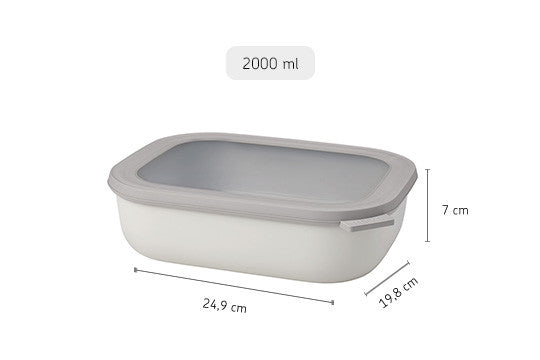 Mepal Cirqula Rectangle Food Storage Container Nordic White Polypropylene - 2000ml - 2