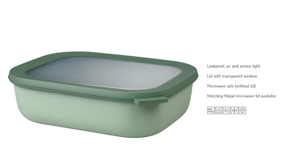 Mepal Cirqula Rectangle Food Storage Container Nordic Sage Polypropylene - 2000ml - 3
