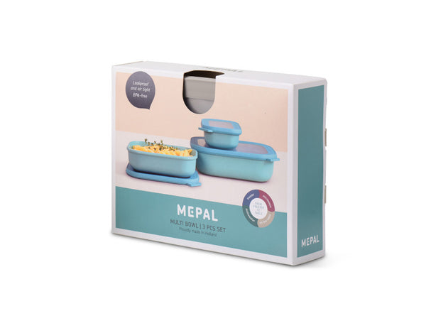 Mepal Cirqula Food Storage Rectangle Small Set 3-Piece Nordic White - 1