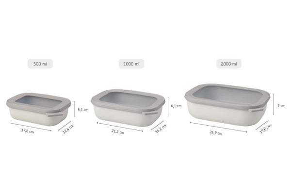 Mepal Cirqula Food Storage Rectangle Small Set 3-Piece Nordic White - 3