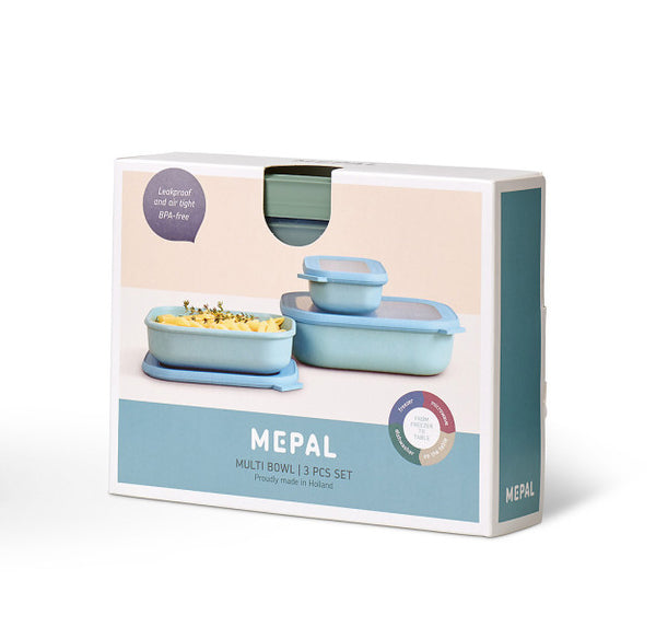 Mepal Cirqula Food Storage Rectangle Small Set 3-Piece Nordic Sage - 1